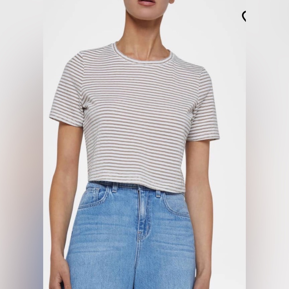 L’Agence Donna Stripe Cropped Tee